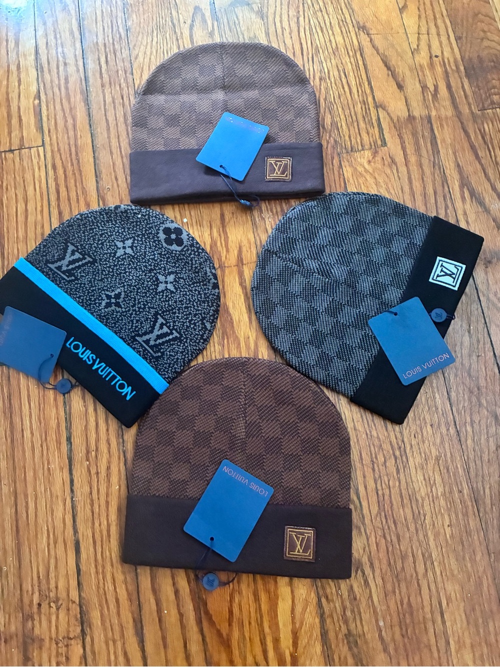 Louis Vuitton Brown and Black Monogram Knit Beanie Set - Men